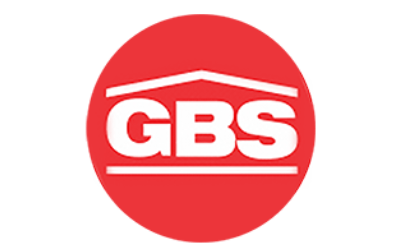 A red circle logo with the white text "GBS" and a simple house roof design above the letters. No people or landmarks present.